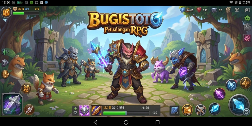 Screenshot gameplay BUGISTOTO, menampilkan petualangan seru di dunia RPG.