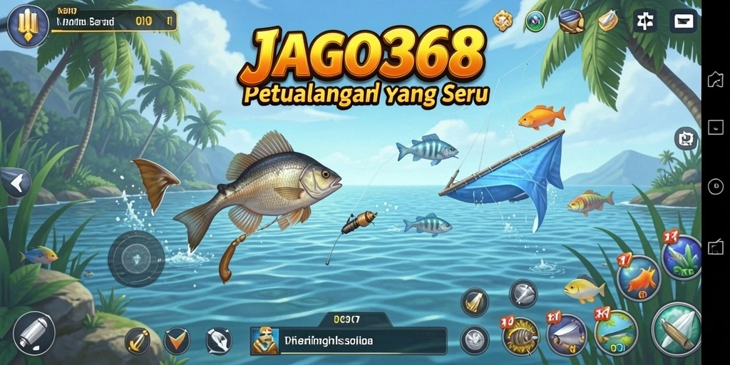 Screenshot gameplay JAGO368 menampilkan aksi memancing yang seru dan grafis yang menakjubkan.