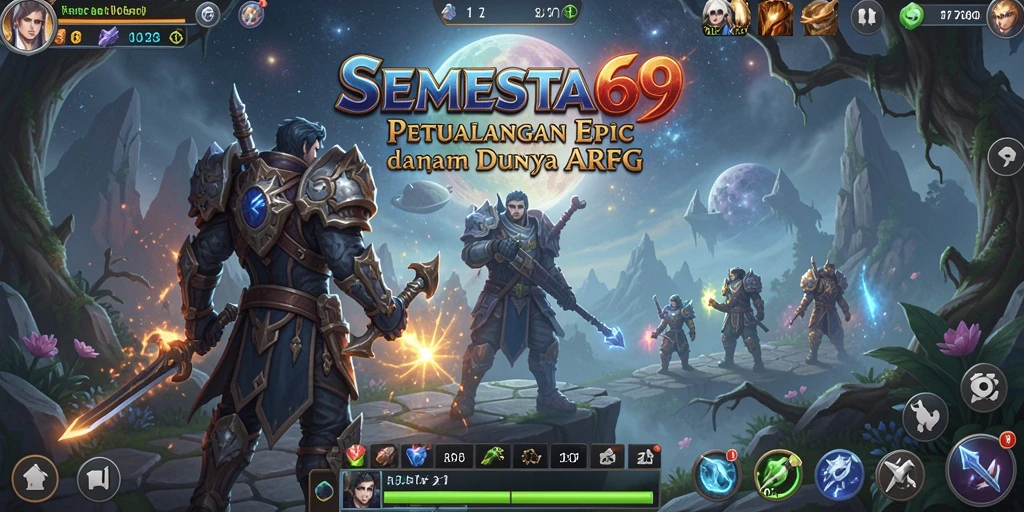 Tangkapan layar menampilkan aksi seru dalam game SEMESTA69 dengan karakter yang sedang bertarung.