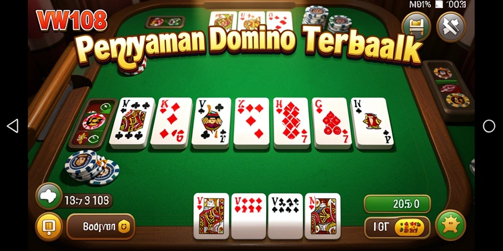 Tampilan gameplay seru dari VW108 yang menampilkan aksi permainan Domino.